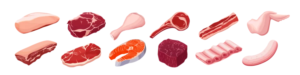 Fotobehang Meat icon set. Raw meat vector illustrations. © SON OF MY  FATHER