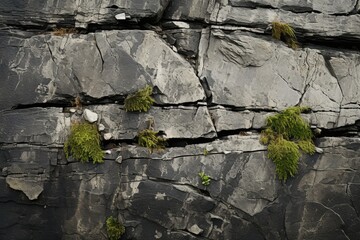 Natural Mossy Rock Wall Texture Background Abstract Wallpaper Grey Stone Nature Backdrop