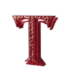 Fluted red symbol. front view. letter t
