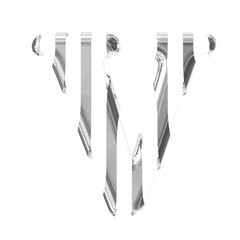 Obraz premium White symbol with thin silver vertical straps. letter v