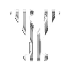 White symbol with thin silver vertical straps. letter y