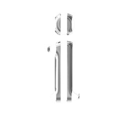 White symbol with thin silver vertical straps. letter i