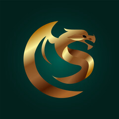golden dragon logo on a dark green background 