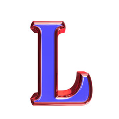 Blue symbol in a red frame. letter l