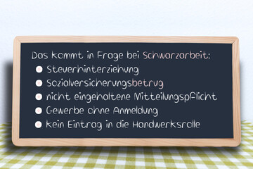Das kommt in Frage bei Schwarzarbeit, Kreidetafel
