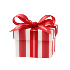 Obraz premium White gift box with red ribbon, transparent background for design