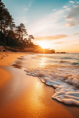 Obraz premium Hyper-realistic golden hour beach photography: beauty that can only be seen and appreciated in its natural form.