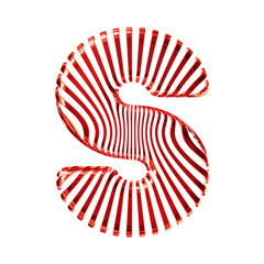 White 3d symbol with ultra thin red straps. letter s
