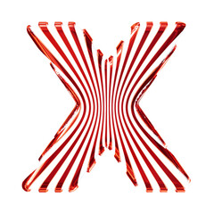 White 3d symbol with ultra thin red straps. letter x