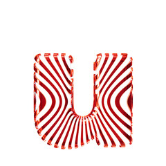White 3d symbol with ultra thin red straps. letter u