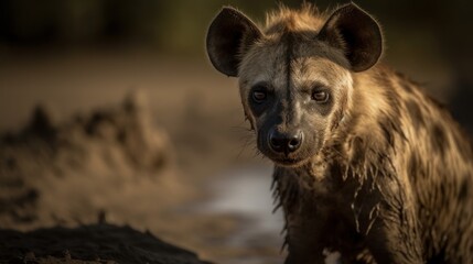 Spotted hyena, South Africa. Wilderness. Wildlife Concept.
