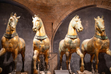 The Horses of Saint Mark in Saint Mark's Basilica in Venice, Italy - obrazy, fototapety, plakaty