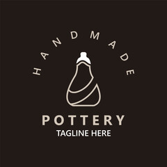  Pottery logo design handmade, creative traditional mug craft concept inspiration nature workshop template