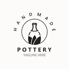  Pottery logo design handmade, creative traditional mug craft concept inspiration nature workshop template