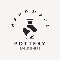  Pottery logo design handmade, creative traditional mug craft concept inspiration nature workshop template