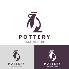  Pottery logo design handmade, creative traditional mug craft concept inspiration nature workshop template