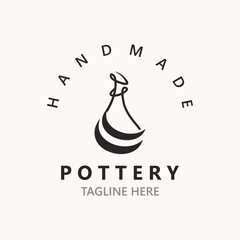  Pottery logo design handmade, creative traditional mug craft concept inspiration nature workshop template