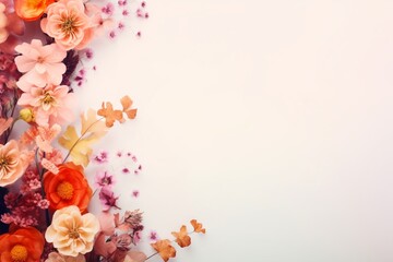 flowers on isolated background, empty copy space