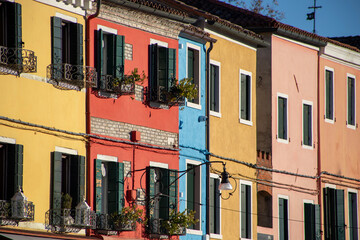 The colorful buildings of Burano, Italy near Venice