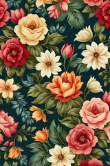 Meubelstickers seamless pattern with flowers, floral background © AUG2024