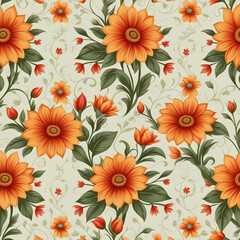 Fototapeta na wymiar seamless pattern with flowers, floral background