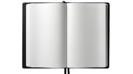 Open empty notebook isolated on transparent