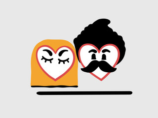 Couple hearts doodle vector image