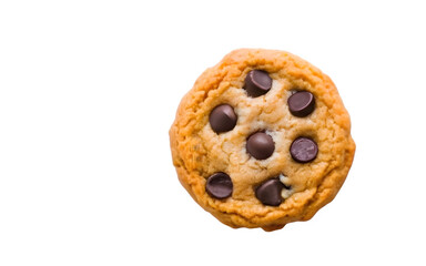 Fototapeta premium chocolate chips cookie, top view, white and transparent background