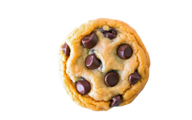 chocolate chips cookie, top view, white and transparent background