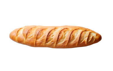 Baguette, top view, white and transparent background