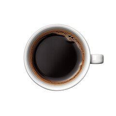 black coffee in a coffee cup top view  isolated on transparent