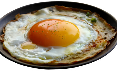 fried egg, transparent and white background, top view, flat lay. png 