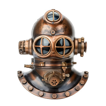 Vintage Diving Helmet. A Vintage Diving Helmet Isolated to Dive Into the History of Underwater Exploration and Maritime Adventure.. Cutout PNG.