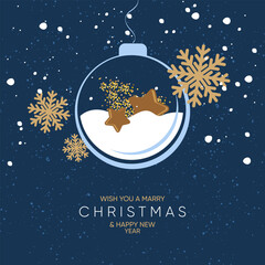 Fototapeta premium Marry Christmas and Happy New Year Vector illustration with beautiful Christmas tree decoration