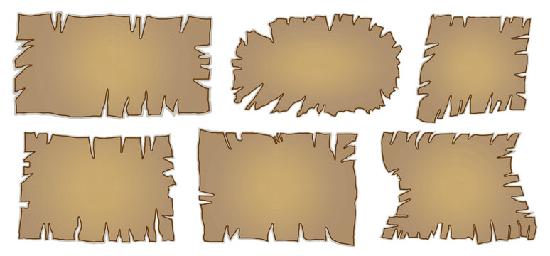 old brown paper in vector in flat cartoon.sheet of paper with torn edges.template for text image background banner
