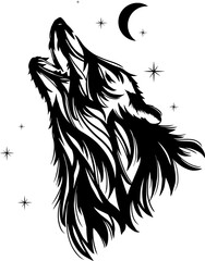 狼のトライバル風イラスト