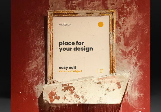 Eccentric Frame Poster Mockup with Concrete
