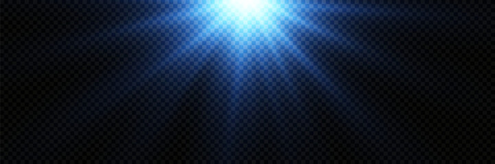 Vector transparent sun light with special glare light effect on transparent background.