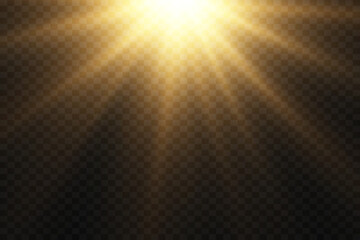The light effect star flashed. Bright light and flash. On a transparent background. - obrazy, fototapety, plakaty