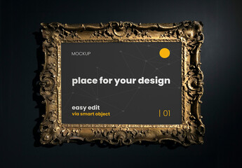 Horizontal Poster with Elegant Frame Mockup