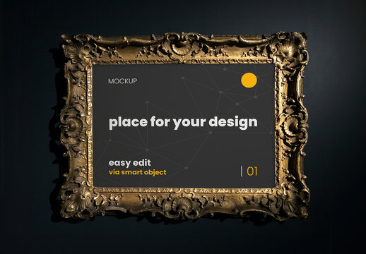 Horizontal Poster with Elegant Frame Mockup