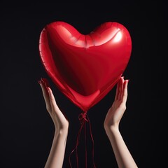 Hands holding an inflatable heart-shaped balloon