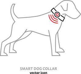Smart pet collar icon. Dog tech gadgets sign.