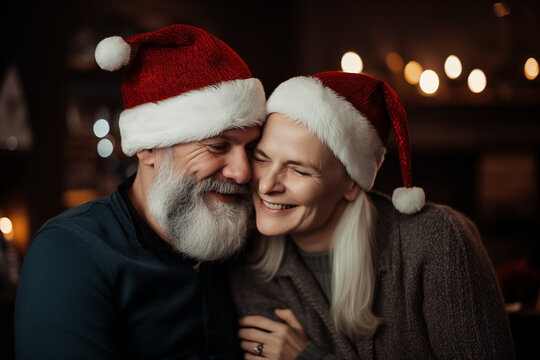 Festive Love: Couple's Heartwarming Christmas Moments with Santa Hats