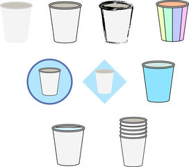 シンプルな紙コップのイラストセット