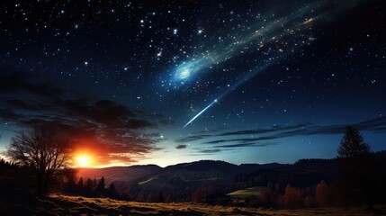 widok nieba i kosmosu, planet i księżyca i gwiazd, rozbłyski słońca, kosmos