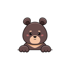 Cute black bear in cartoon style. Vector flat illustration