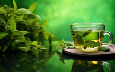 Fresh organic green herb  leaves tea