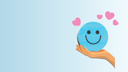 hands holding smile face mental health and bussiness growth