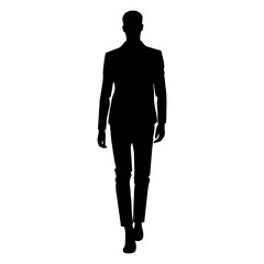 Front view of a man walking silhouette. Vector illustration